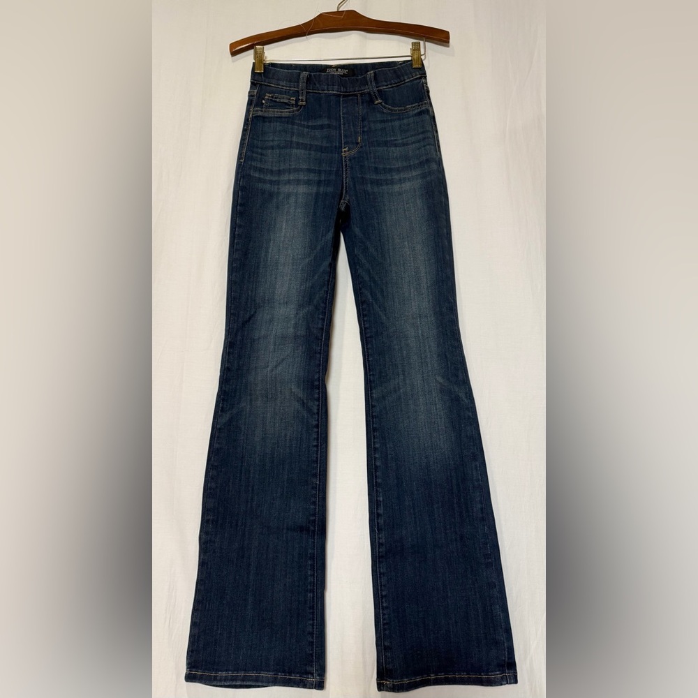 Judy Blue Pull On Elasticated Waist Slim Boot Cut Flare Jeans - Dark Indigo - 25